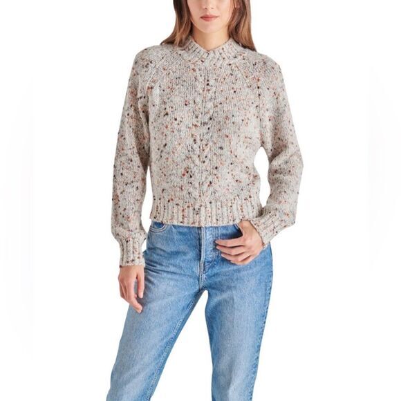 Jillian Sweater Steve Madden Size XL Wool Alpaca Blend Grey Marl Preppy NWT - Picture 6 of 10